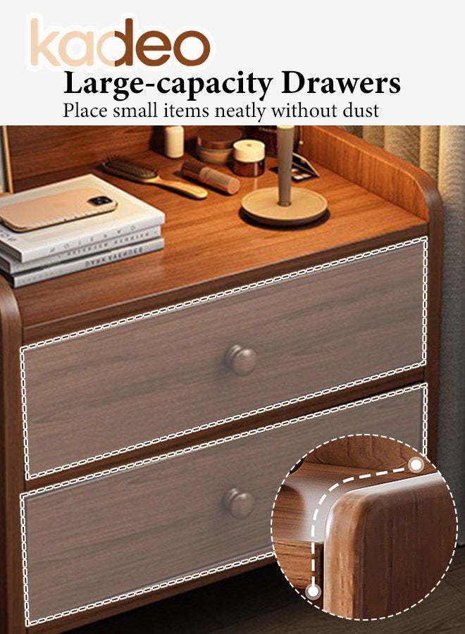 kadeo Nightstand with 2 Drawers, Modern Bedside Table with Open Wood Shelf, Minimalist Side Table, End Table Easy to Assembly for Bedroom Living Room Small Space Brown - Image 3